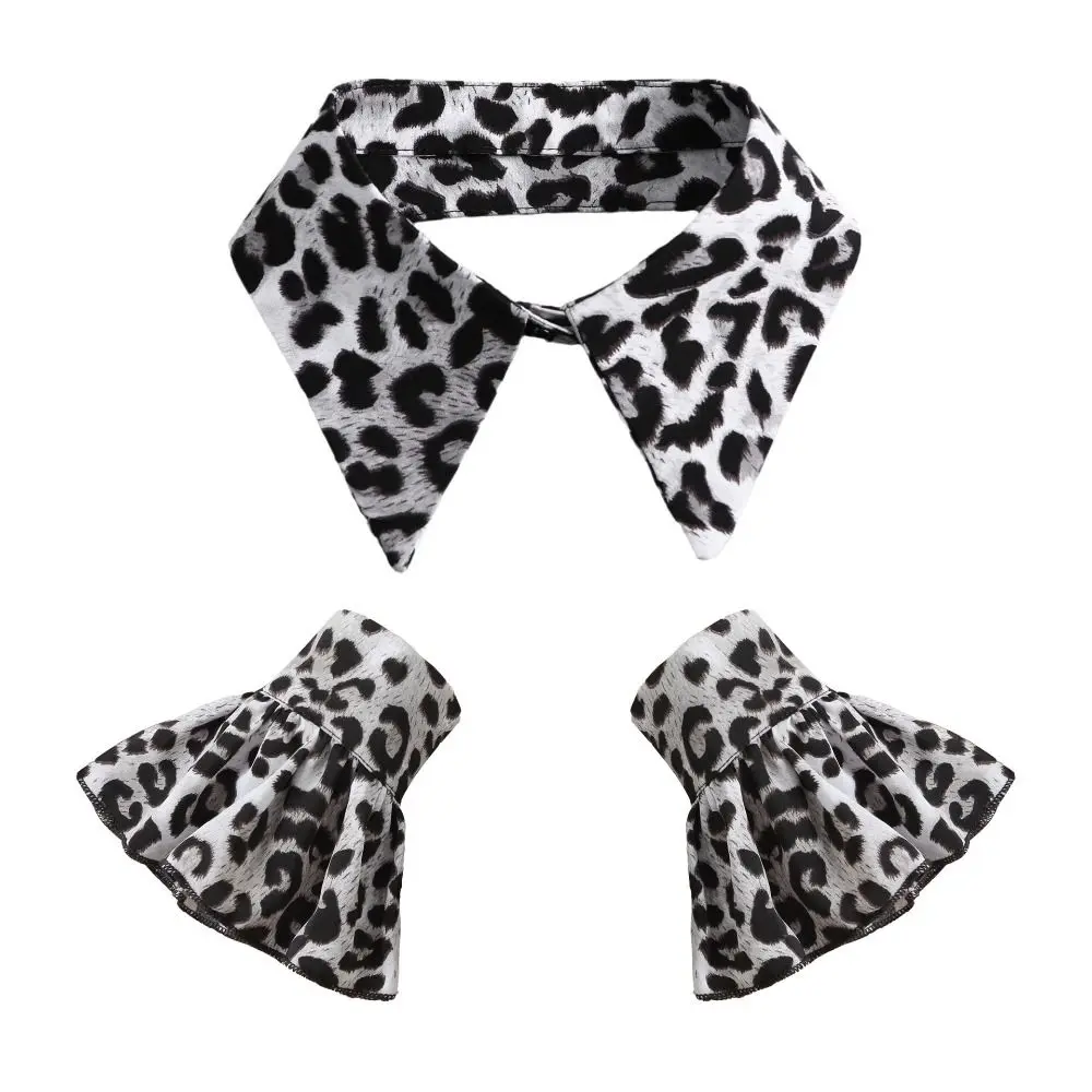 

Detachable False Collar Wrist Cuffs Set DIY Scarf Shawl Decoration Clothes Accessories Leopard Print Half Shirt Collar