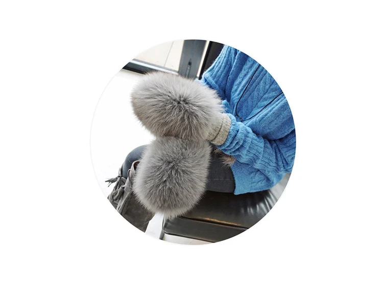 Real Fox Fur Gloves Knitted Women Mittens Winter Girls Fashion Fluffy Warm 100% Real Fox Fur Gloves