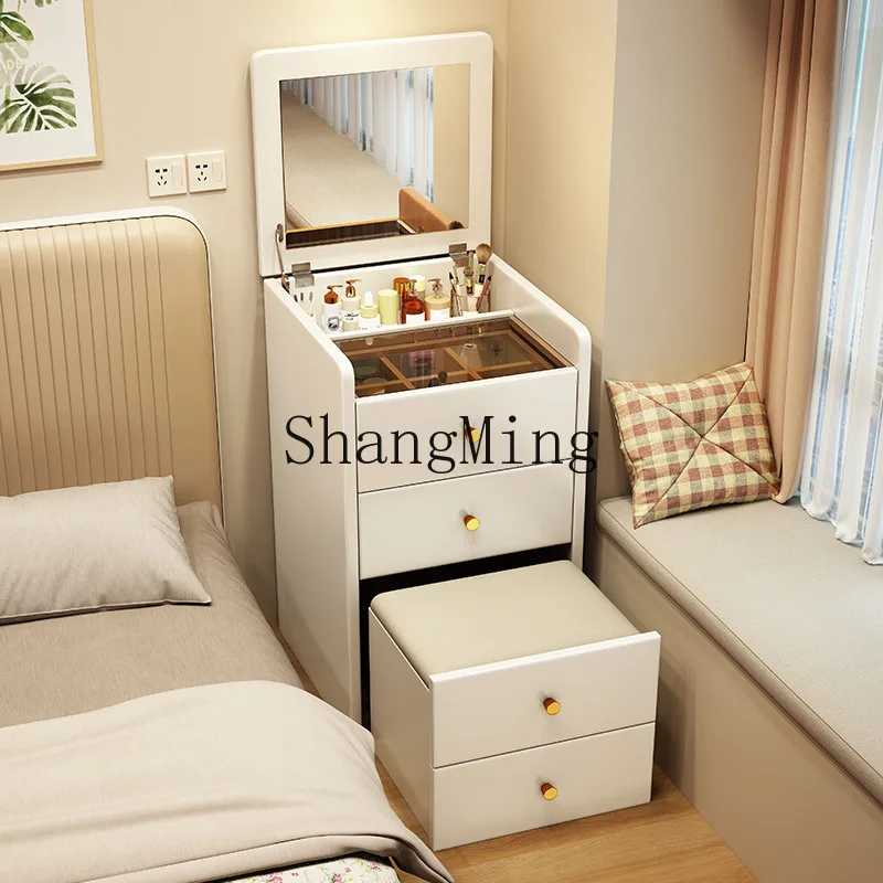

FG solid wood dresser chest of drawers integrated makeup table flip mirror home bedroom bedside multi-functional storage cabinet