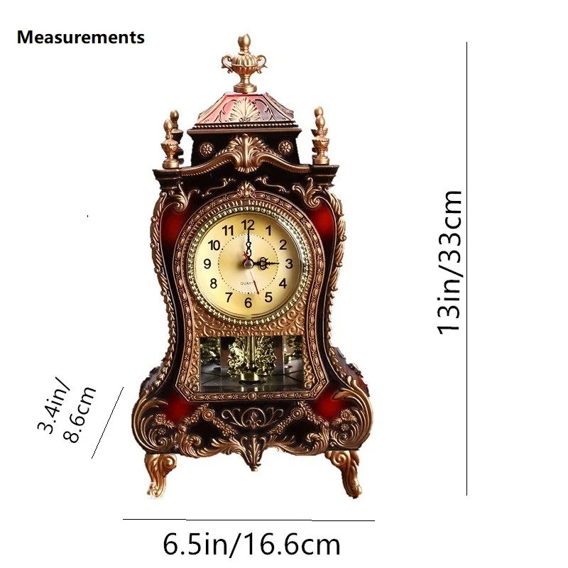 Imagem -06 - Elegante Estilo Europeu Relógio de Mesa Varredura Silenciosa 12 Chimes de Música Base Antiga Alimentado por Bateria Segunda Mão