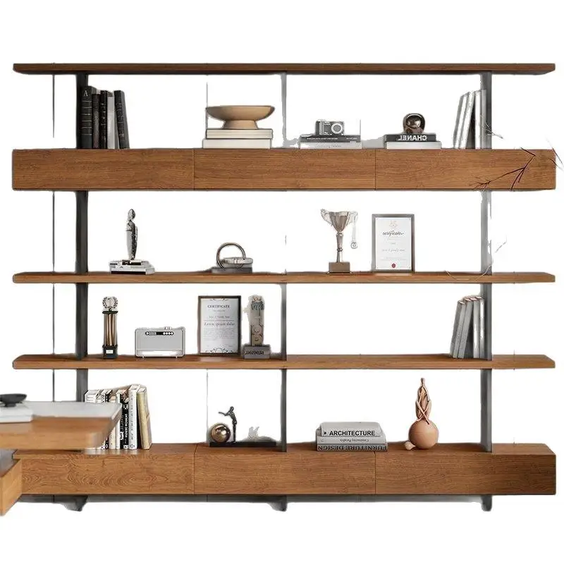 Solid wood bookshelf multi-layer simple storage bookcase retro office display shelf shelf