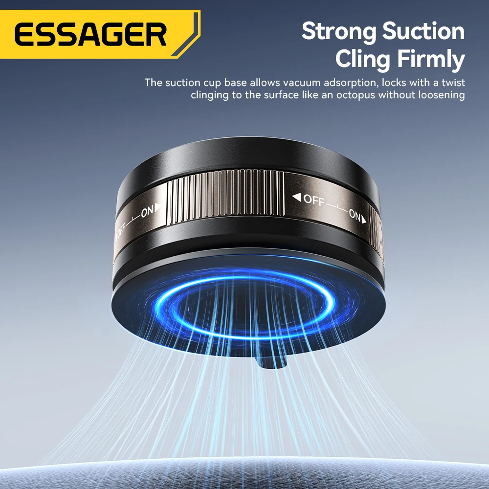 Essager 자석 자동차 마운트 휴대폰 홀더 진공 흡착 360 °   아이폰 16 15 14 13 12용 회전 강력한 흡입 브래킷