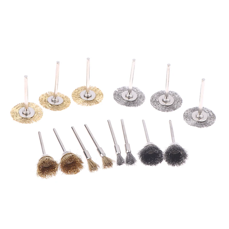3/9/15Pcs Mini Metal Brush Set Rust Removal Cleaning Brush Polishing Wheel Brush For Grinder Rotary Electric Tool Accessories