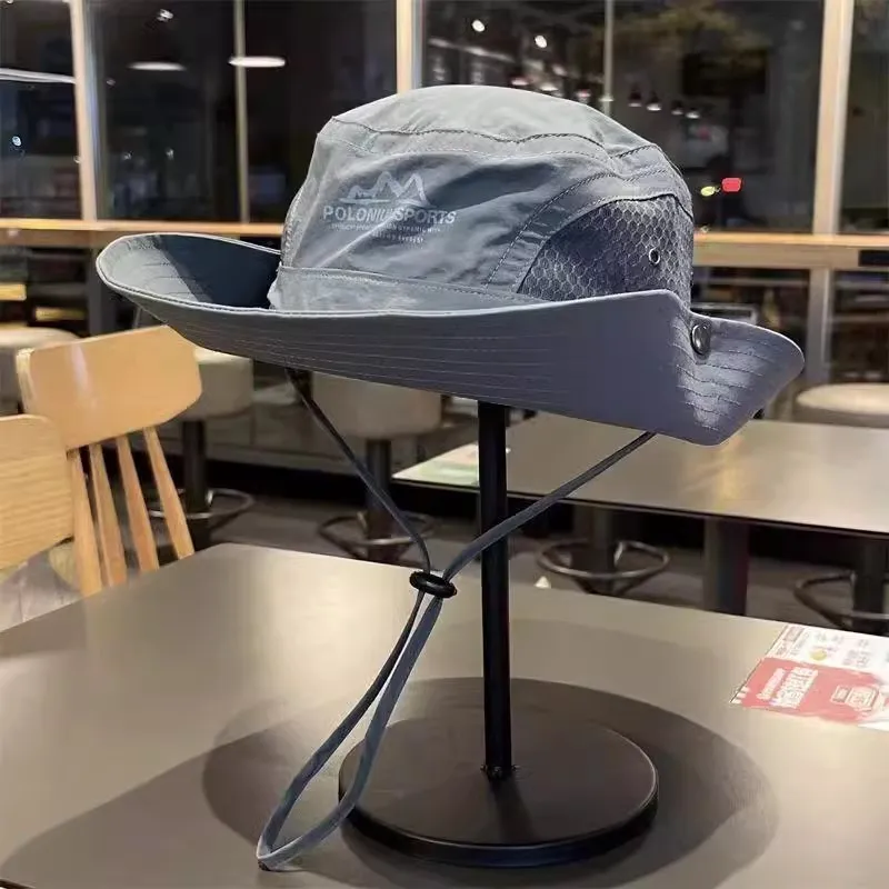 자외선 차단 모자 서부 카우보이 스타일 유니섹스 하이킹 캠핑 낚시 UV 차단 여성용 캐주얼 라운드 탑 캡 상세 이미지 1