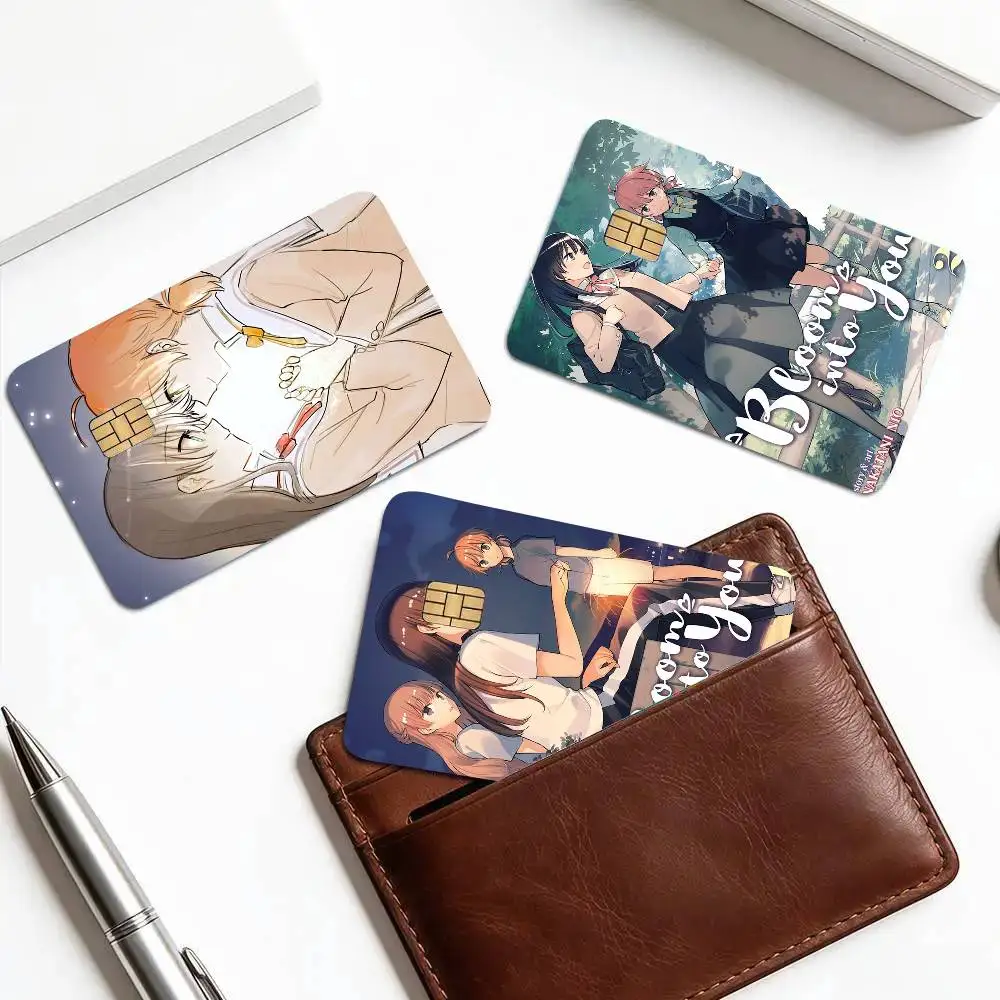 Bloom Into You Bilibili Animation Card Sticker 4Pcs Credit Card Skin Anti Scratch Bank Debit Card Decal