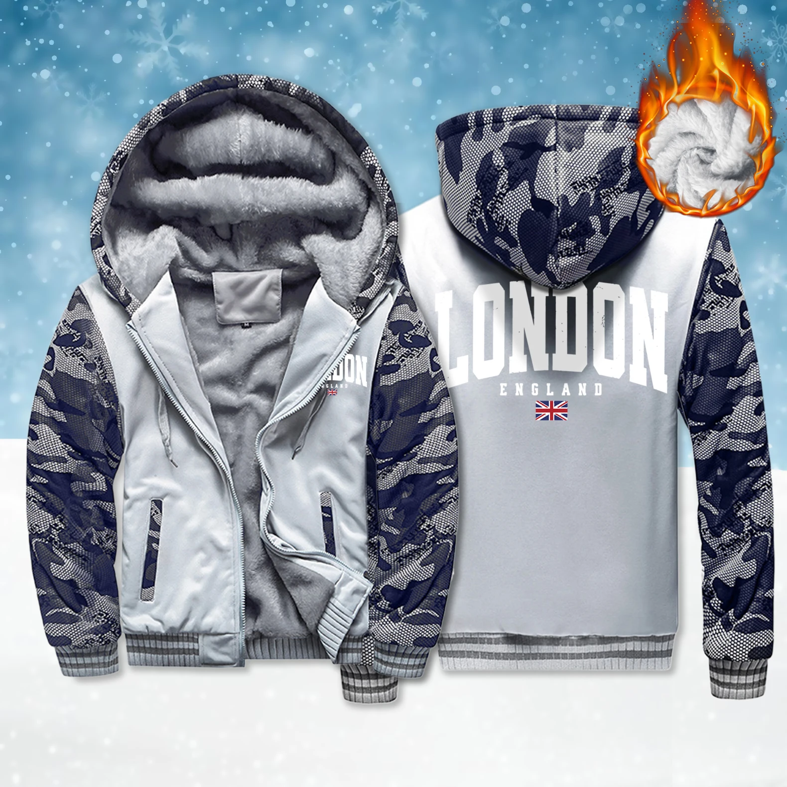 

Утепленное пальто на молнии с принтом флага Лондона Англии, мужская свободная толстовка, флисовые мягкие толстовки с карманами, зимние теплые мужские толстовки с длинным рукавом