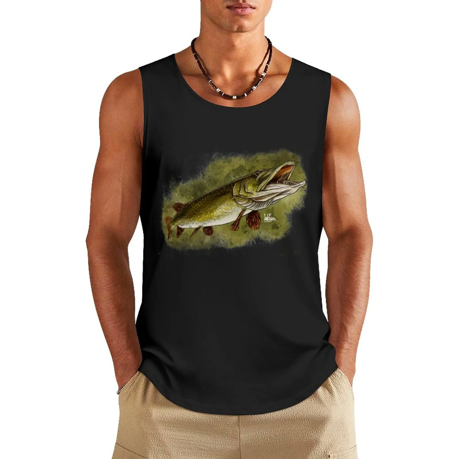 

Open mouth pike Tank Top T-shirt for fitness Clothing
