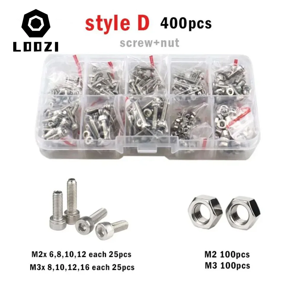 2100–250 Stück M1,6 M2 M2,5 M3 M4 M5 304 Edelstahl Innensechskant Innensechskantschraube Bolzen Mutter Unterlegscheibe Set Sortiment Kit – Detail 4