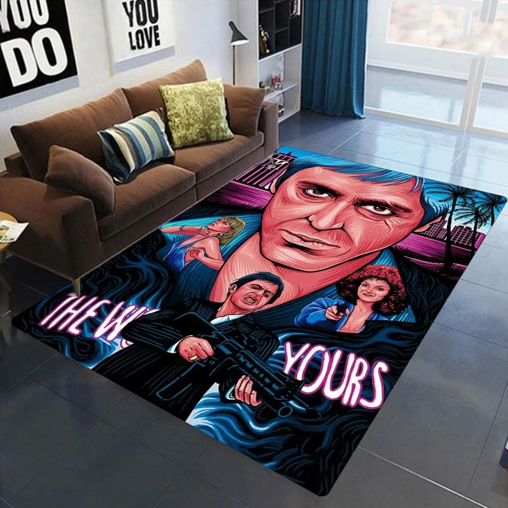 Scarface Tony Montana The World Is Yours  Movie Rug for Bedroom Living Room Carpets for Room Floor Mat Home Decor Non-Slip Rug