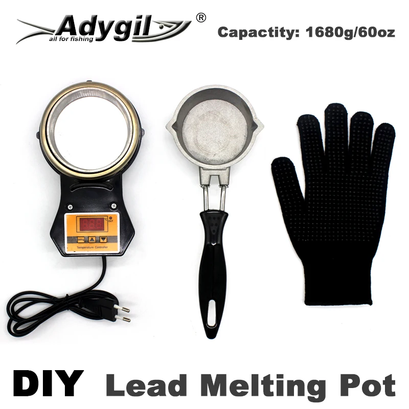 Adygil Lead Melting Pot for Fishing Sinker Mold, Fishing Jig Mold, Capactity: 1680g/60oz Power: 1500w Voltage: 220v/110v