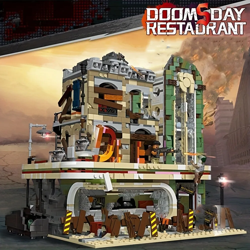 Criativo moc centro cidade rua vista bloco de construção conjunto altamente difícil montagem aniversário halloween jantar presente adulto 2438 pçs