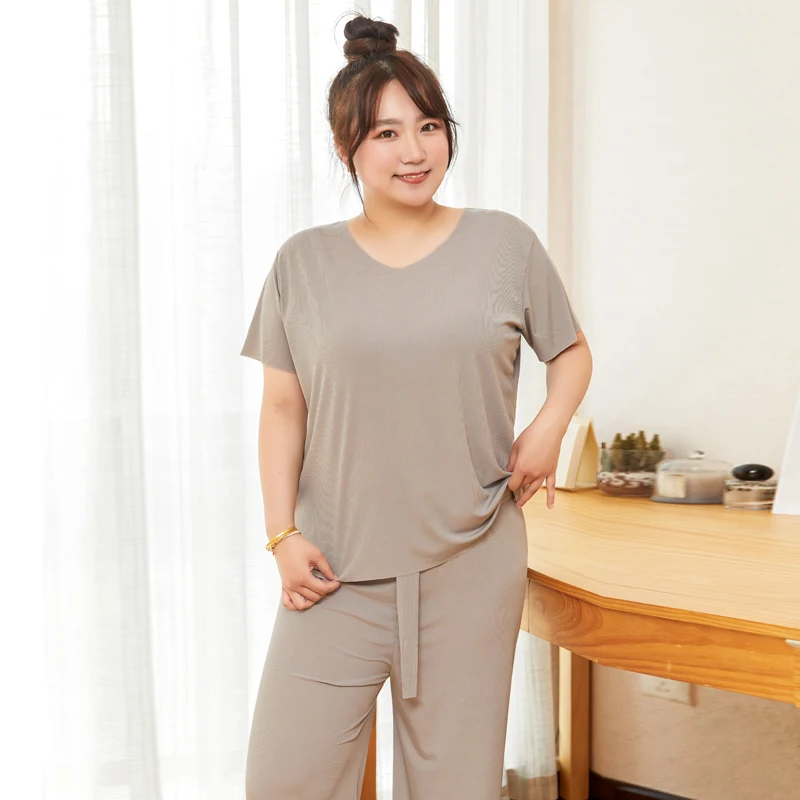 여성용 플러스 사이즈 잠옷 세트, 라운지웨어 pj, 4xl 5xl 6xl 드 베라노 파라, Mujer Nuevo, 신제품, 잠옷세트, 투피스 세트 신상여성잠옷 여름잠옷 잠옷여성 신상투피스 한국 여름옷 플러스사이즈 빅사이즈 홈웨어 여자 한국스타일 투피스세트