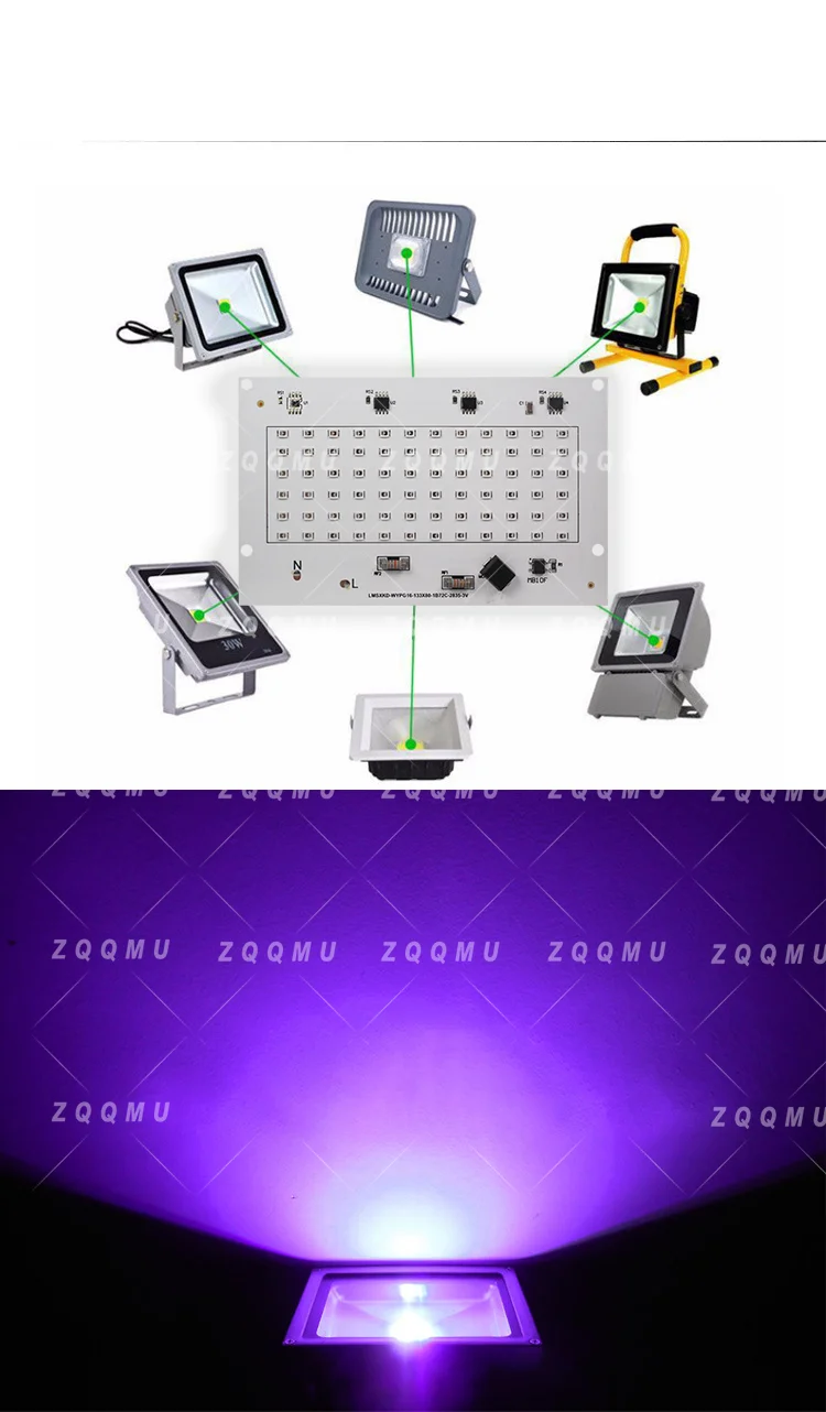 УФ-светодиодная плата 50W 100W 395 нм AC220V без драйвера подходит для атмосферного освещения KTV УФ-ламп квестов вечеринок