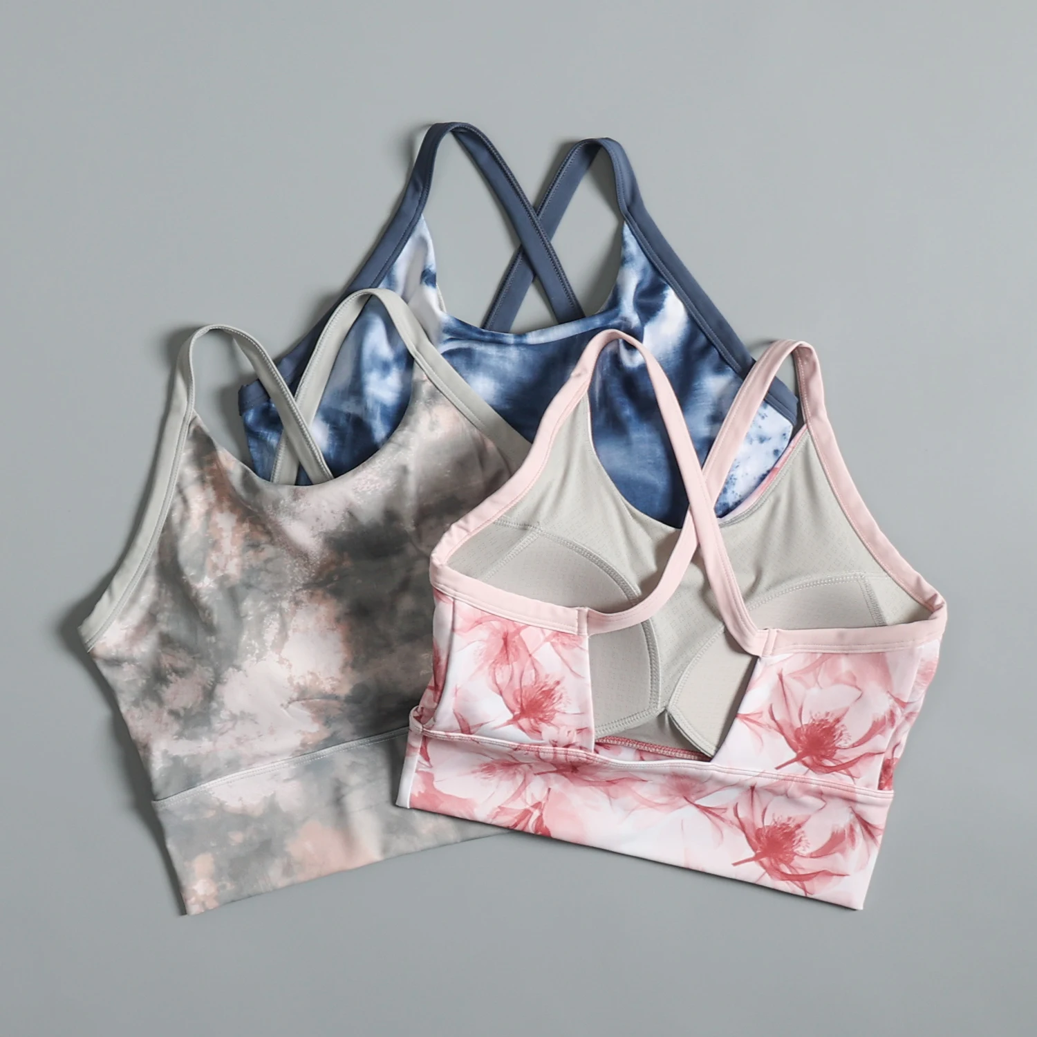 

All-in-one sports bra for women fashion printed yoga fitness back bra shockproof running training vest for outer wear