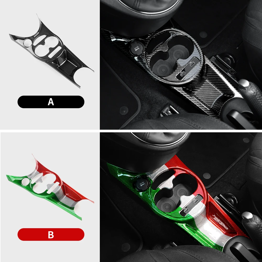 For Abarth 595 695/Fiat 500 2016-2024 500E 16-19 ﻿Real Hard Dry Carbon Fiber Sticker LHD RHD Water Cup Holder Gear Shift Trim