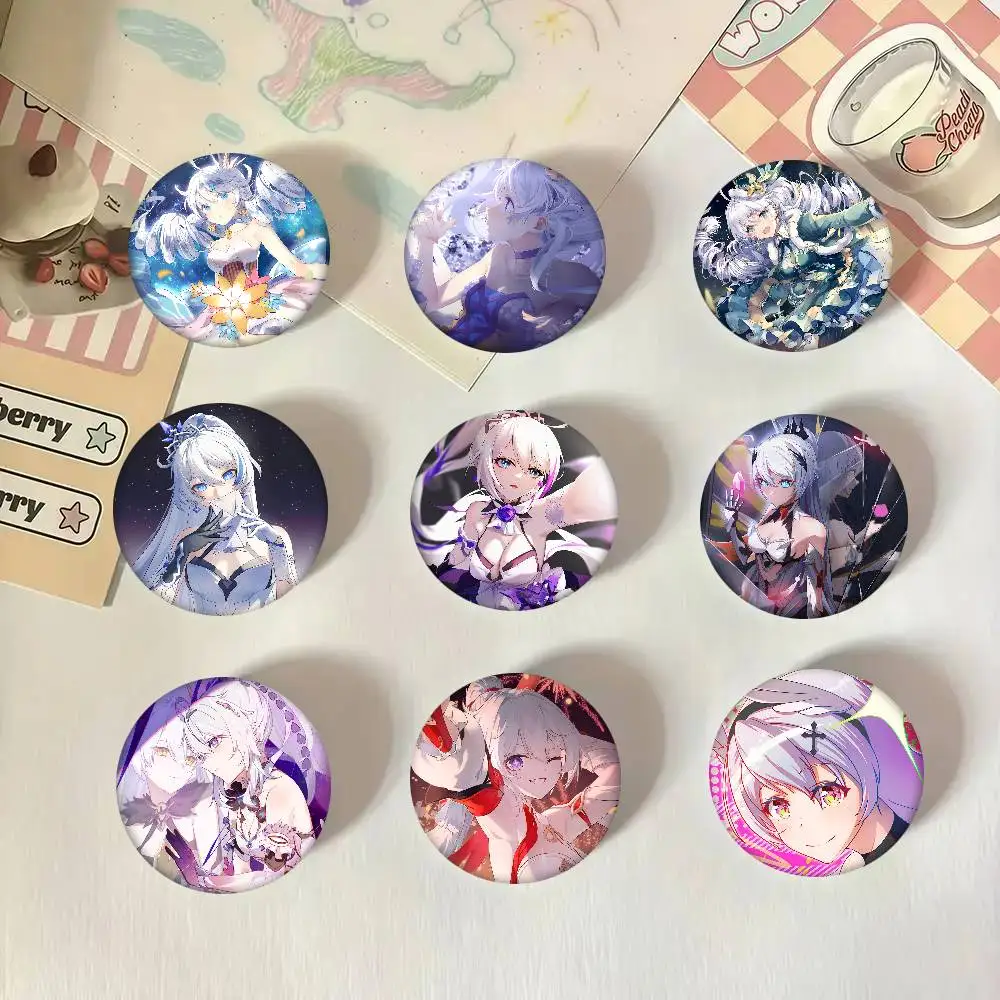 Spiel Anime Kiana Kaslana Honkai Auswirkungen Runde Abzeichen Kreative Brosche Kleidung Rucksack Zubehör Anstecknadel