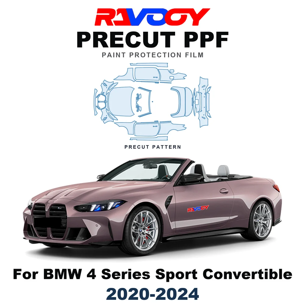 Precut PPF For BMW 4 Series Sport Convertible 2020-2024 8.5mil TPU Paint Protection Film Hood Bonnet Bumper Headlight Clear Kit