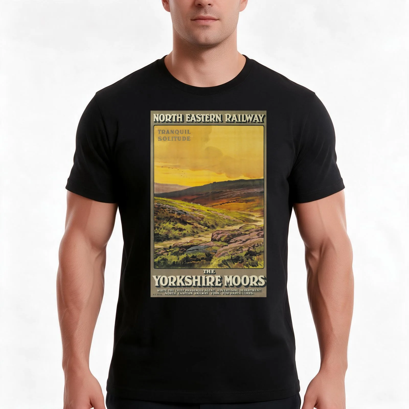 The Yorkshire Moors - NER - Vintage Railway Travel Poster - 1910 T-Shirt, Summer Casual Cotton Tee, Oversized Streetwear Tops