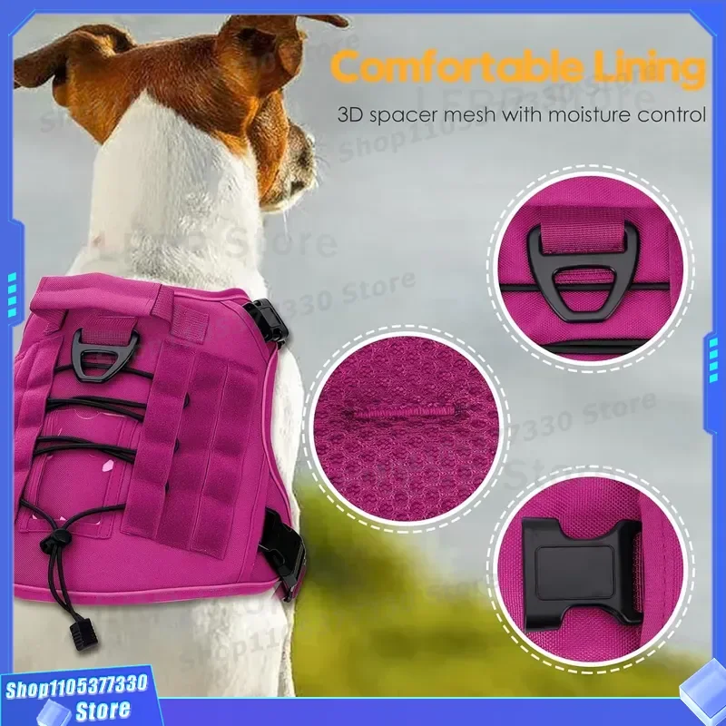 Heavy Duty Tactical Dog Harness Large Breed No Pull Adjustable Reflective Vest with Molle System Military Grade Nylon for K9