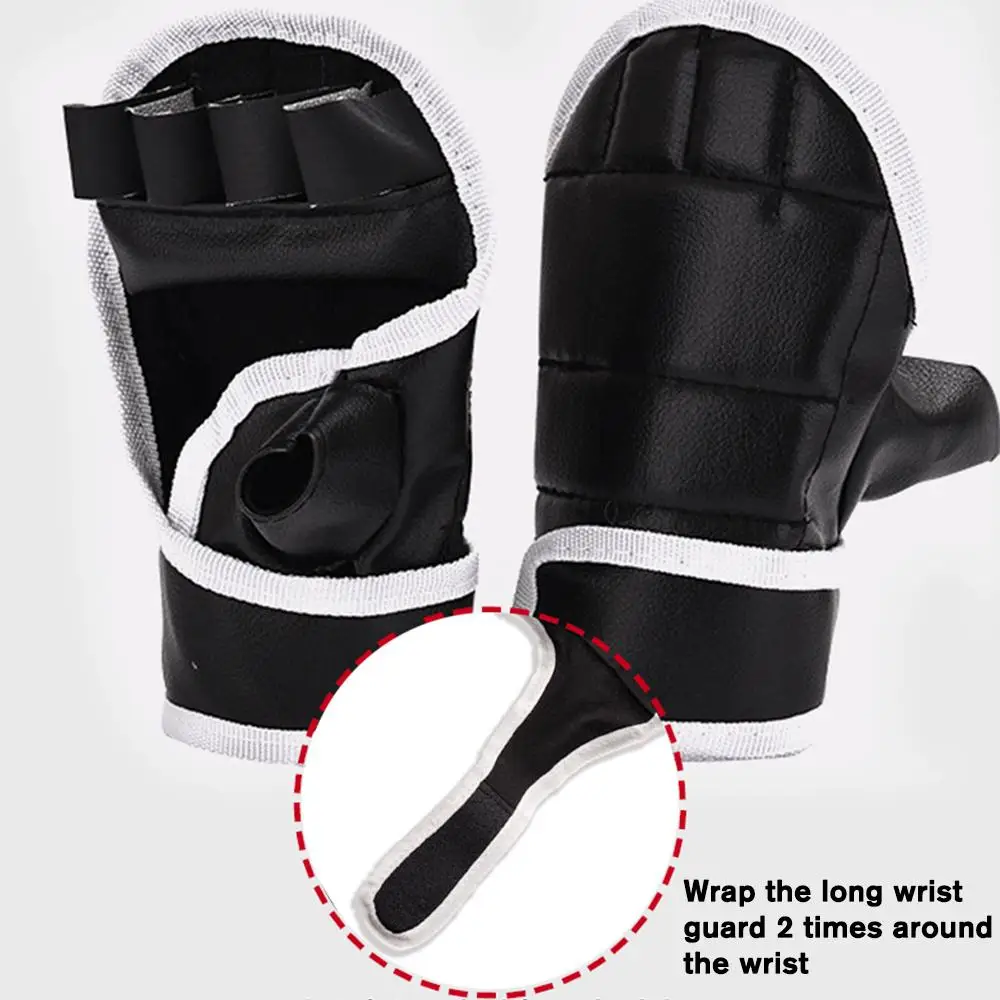 Боксерские перчатки с открытыми пальцами, дышащие тренировочные перчатки для детей и мужчин C6Z0