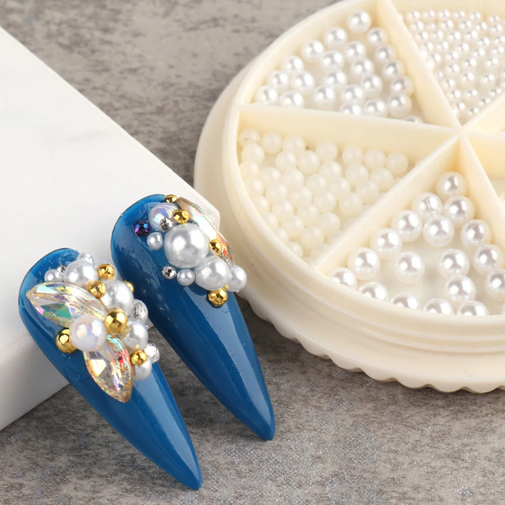 

2pcs 2 Boxes Semicircle Round Nail Beads Imitation Pearls Manicure Decorations Diy Glue On Gems For Home Phone Glasses Body Art