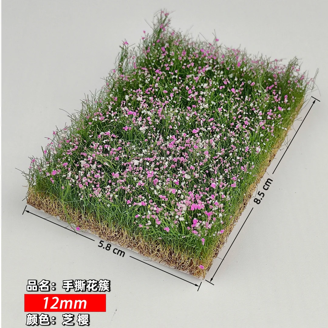 12MM Handgeschnittene Rasenblumen-Cluster-Szenenmaterialien für Militär-Sandtische, Eisenbahnlandschaften, Kriegsspielplattformen, statisches Gras – Detail 8