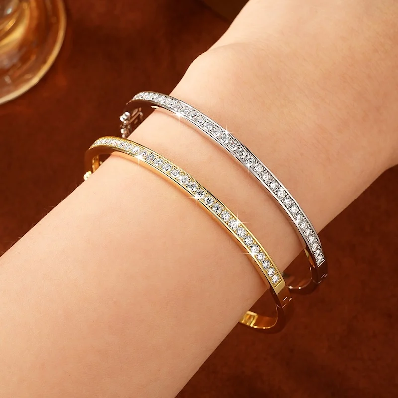 Rrjzz Exquisites einreihiges 2,3 mm D-Farbe Moissanit-Armband mit Kanalset, 58 mm Innendurchmesser, Armreif für Damen, Schmuckgeschenke – Detail 13