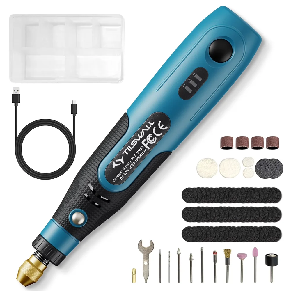 Mini Cordless Rotary Tool 3-Speed USB Rechargeable – 82 Accessories Kit For Sanding Polishing, Drilling Engraving DIY Crafts & Hobby Projects – Lightweight 3.7V Power Rotary Tool For Beginners