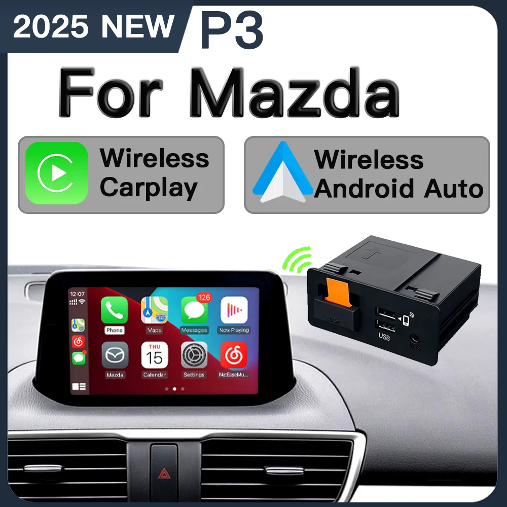 

2025 New P3 Bluetooth Wireless CarPlay Android Auto USB Adapter Hub OEM for Retrofit Mazda 2 3 6 CX3 CX5 CX8 CX9 MX5 TK78669U0C