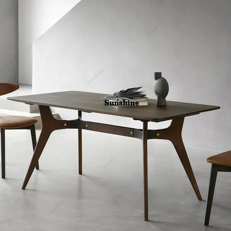 

Скандинавский обеденный стол для дома, простой обеденный стол-скамья дымчатого цвета TJ