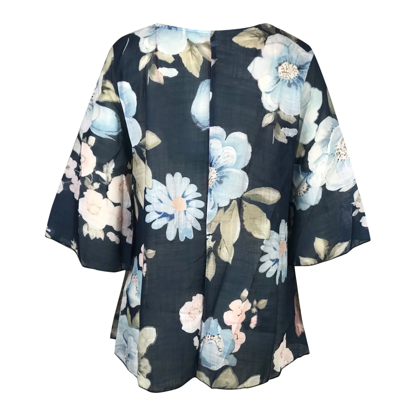 Fashion Women New Spring Shirts Floral Print Irregular Hem Blouse  Women Clothing Casual 3/4 Sleeve Shirt Oversize