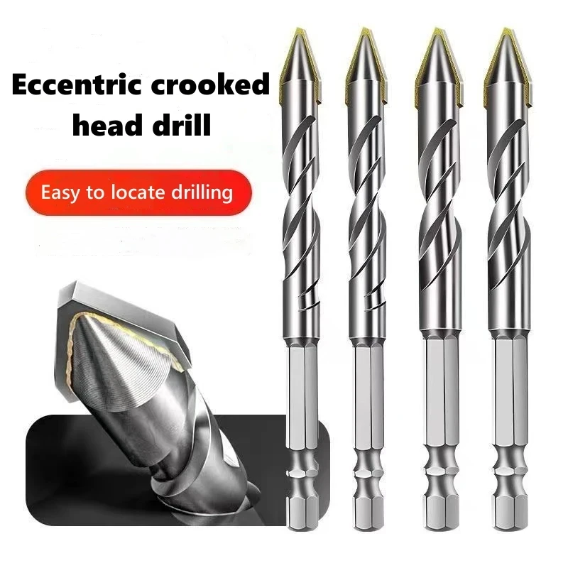 4 Pcs Eccentric Twist Drill Bit 6mm/8mm/10mm/12mm High-Strength Drill Bits Metal Twist Drill Bits for Glass Tile Wood Ceramic