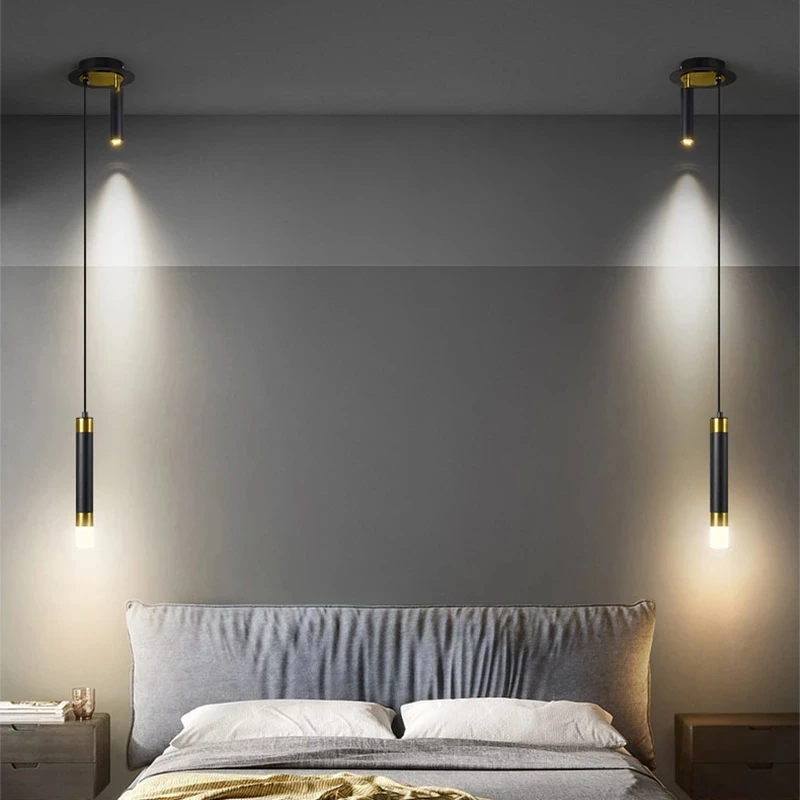 Imagem -02 - Modernas Lâmpadas Pendant Led Tubo Longo Luz de Suspensão Ajustável Rotativo Quarto Cabeceira Cozinha Ilha Sala de Jantar Decoração