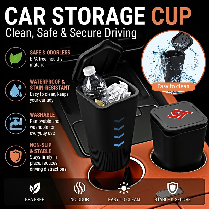 Car Cup Holder Drink Storage Bin Bag Organizer Box Interior Accessories For Ford Mustang Edge Mondeo ST Fusion Explorer