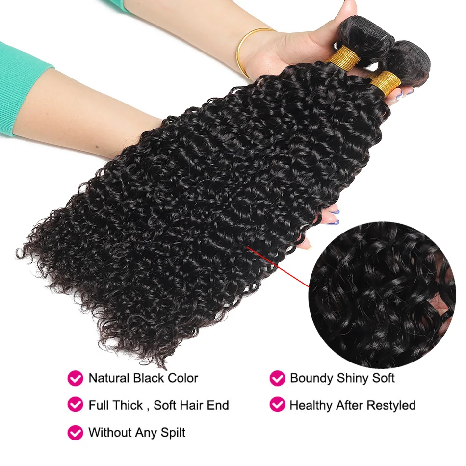 12A Peruvian Water Wave Hair Bundles With Closure 100% Human Hair Weave Water Curly Virgin Hair Bundles With 4X4 Lace Closure