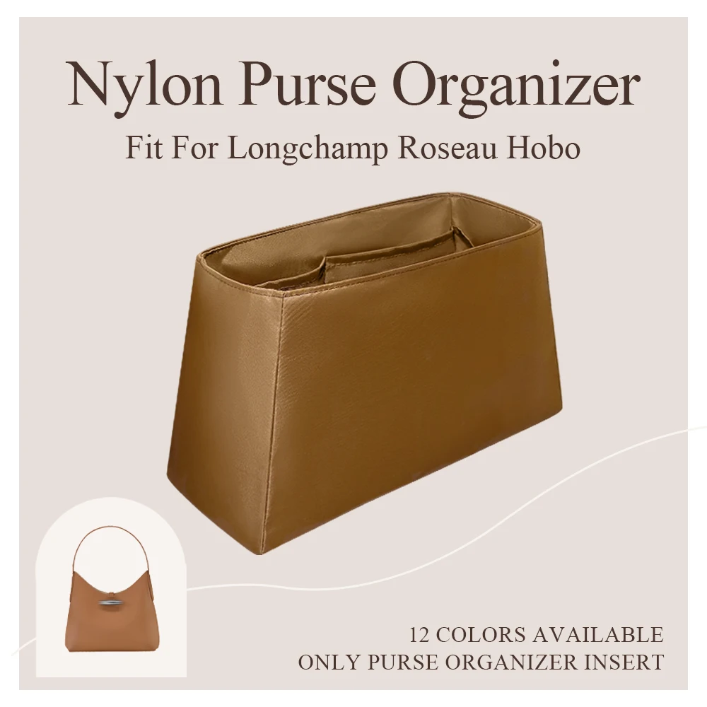 

Nylon Purse Organizer Insert Fit for Longchamp Roseau Hobo Shoulder Bag Slim Inner Liner Bag Cosmetic Storage Inside Bag In Bag