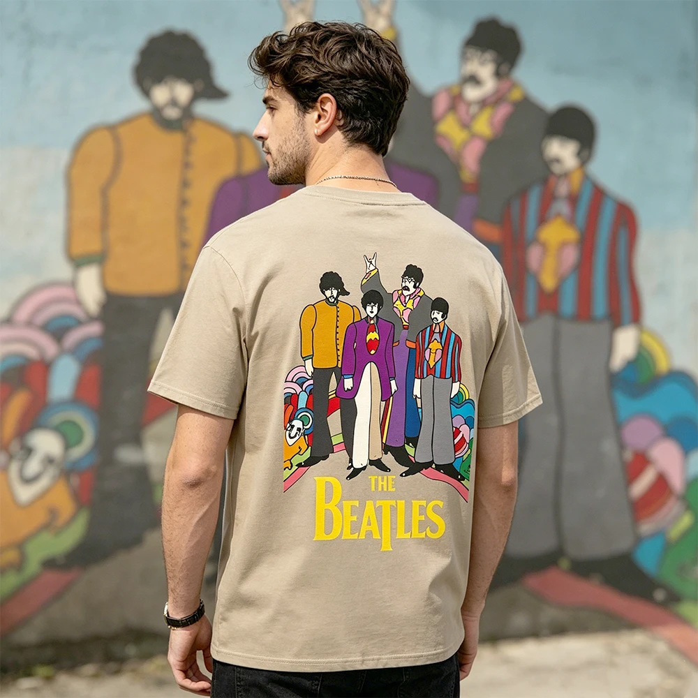 The Beatles Black Rock Band T-shirt Autumn Fashion Sports High Quality Cotton Tops Men's T-Shirt Y2k Street Fashion Streetwear