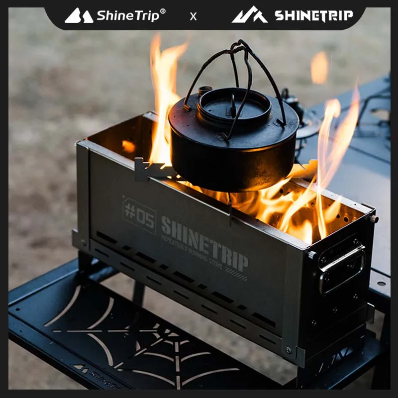 

ShineTrip 05 Series Stainless Steel Outdoor Camping IGT Semi-Unit Secondary Burning Stove Collapsible Portable Cookware