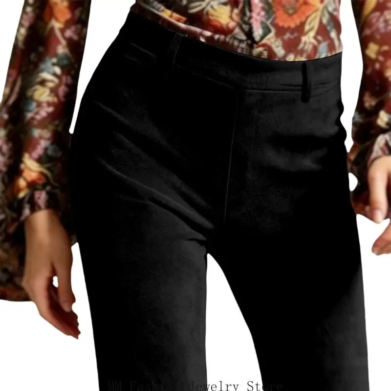 Womens Stretch Faux Suedes Flared Pants With Fringe Trim Western Cowgirl Wide Leg Trousers Festival Party Outfit Bottom Wear