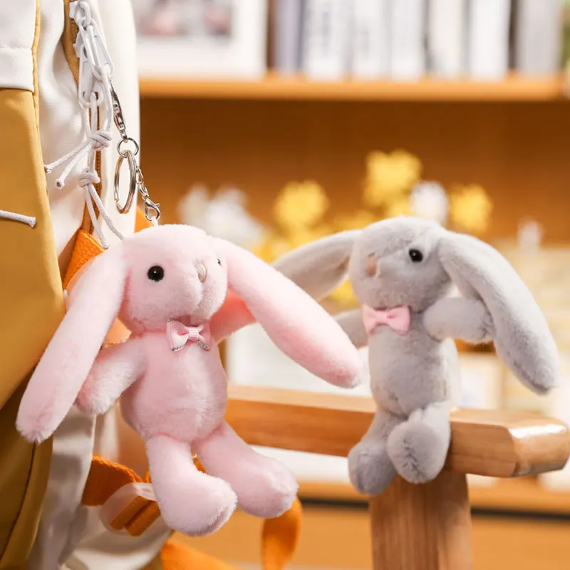 

new fashione Boutique Tie long ear Rabbit Cute lifelike Plush pendant funny keychain soft decorate birthday christmase gift