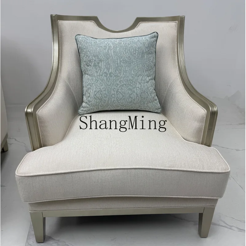 

FG light luxury solid wood fabric sofa living room combination champagne gold leisure sofa