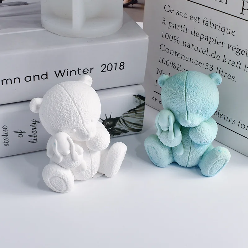 Cuddle A Bear Candle Silicone Mold for Handmade Chocolate Decoration Gypsum Aromatherapy Soap Resin Candle Silicone Mould