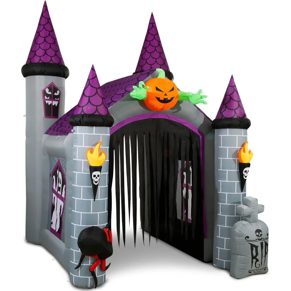 

Outdoor Inflatable Halloween Decorations, Lighted 12 Ft Tall Huge Haunted House Archway