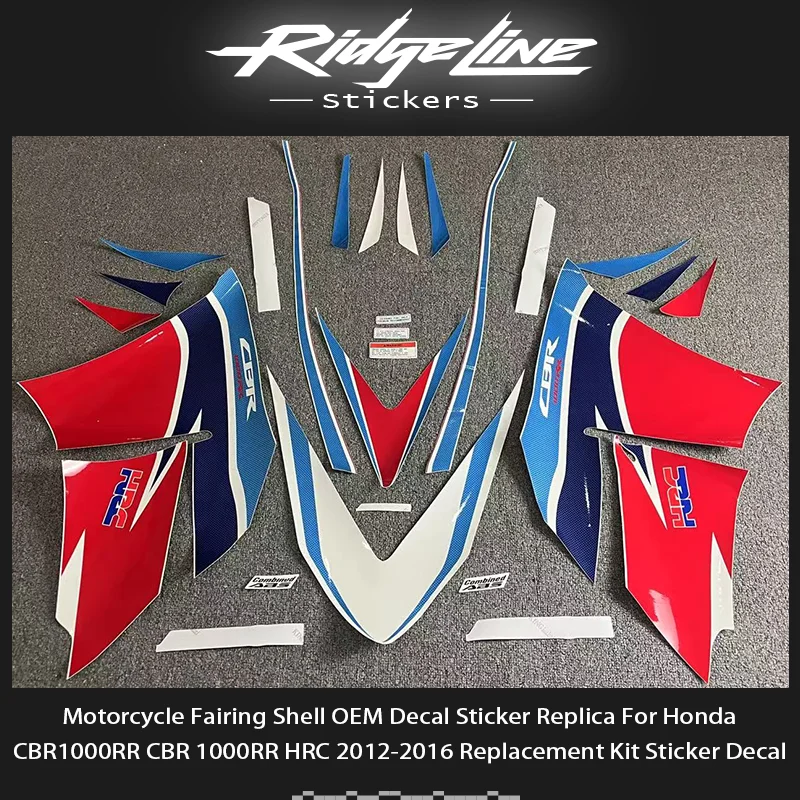 Réplica do adesivo da etiqueta do OEM do escudo da carenagem da motocicleta para Honda CBR1000RR CBR 1000RR HRC 2012-2016 Kit de substituição adesivo decalque