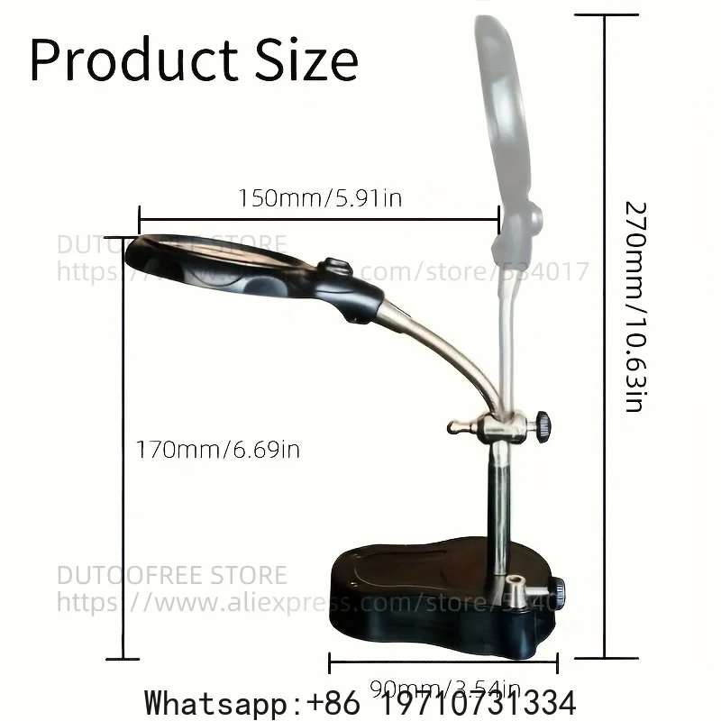 Desktop Magnifier LED Light Table  Glass Soldering Iron Station Stand Welding Magnifying Glass Clip Clamp for Repair