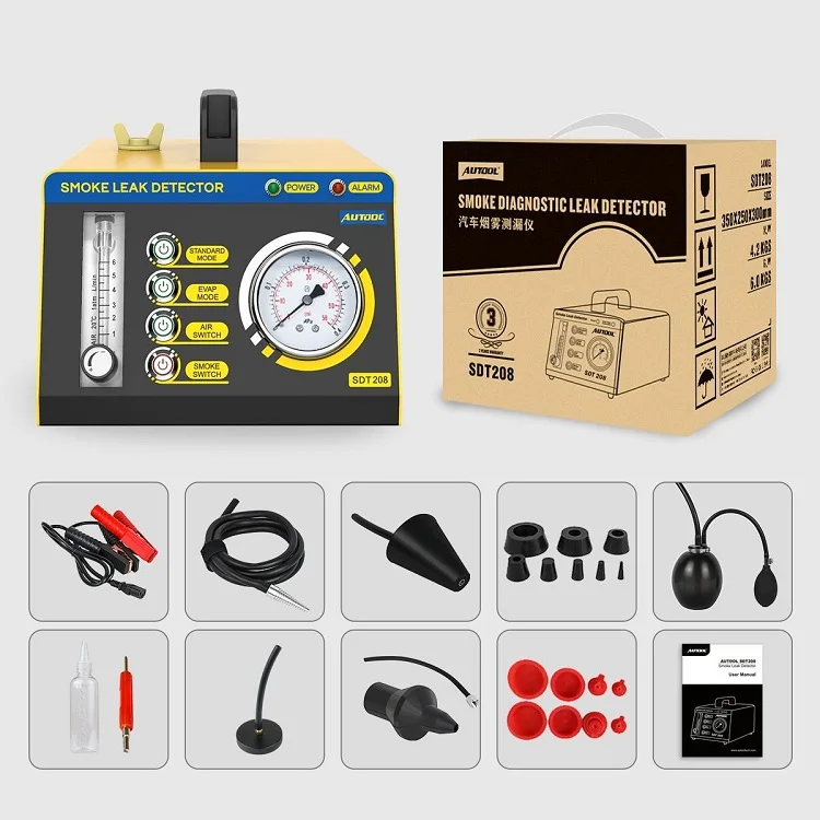 AUTOOL SDT208 EVAP Air Mode Vehicle Exhaust Cooling System Leak Automotive Smoke Generator Pipeline Leak Tester