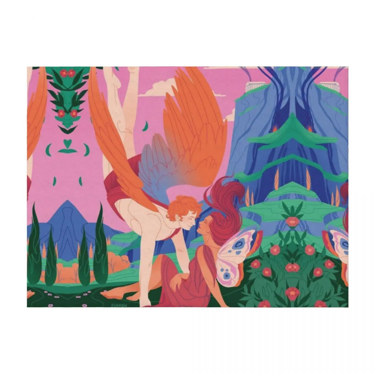 

Cupid and Psyche Throw Blanket Hairy Plaid Flannel Fabric Kid'S Blankets