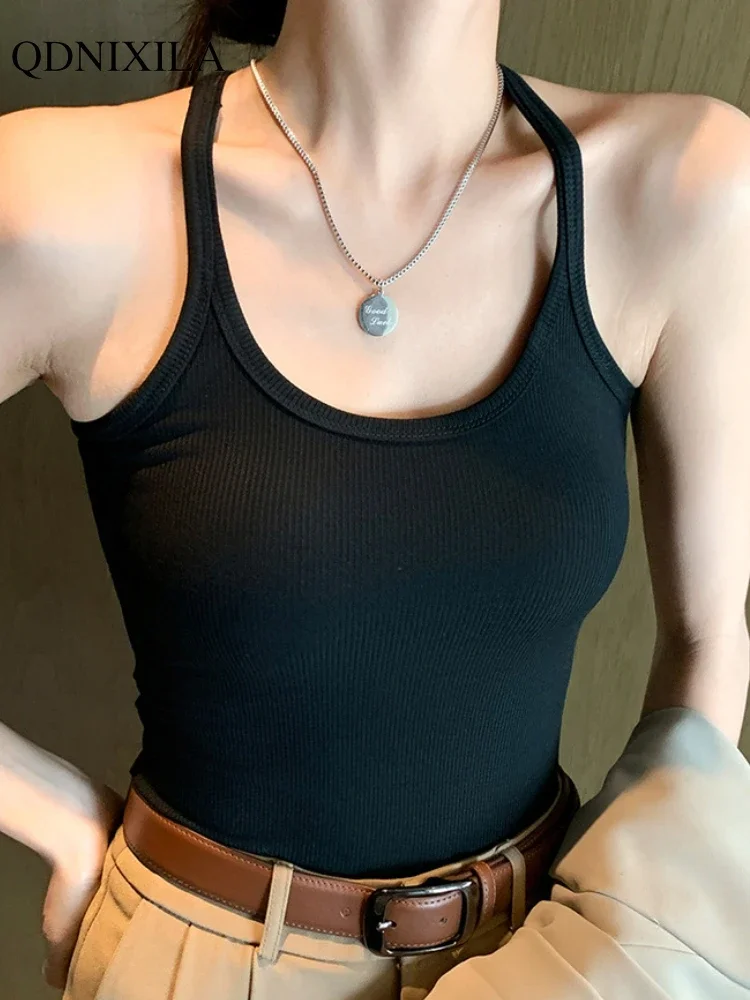 New Korean Women's Camis Vest Summer Sexy Inner Wear Beautiful Back Fashion Sleeveless Bottom Shirt Tank Top Woman y2k clothes