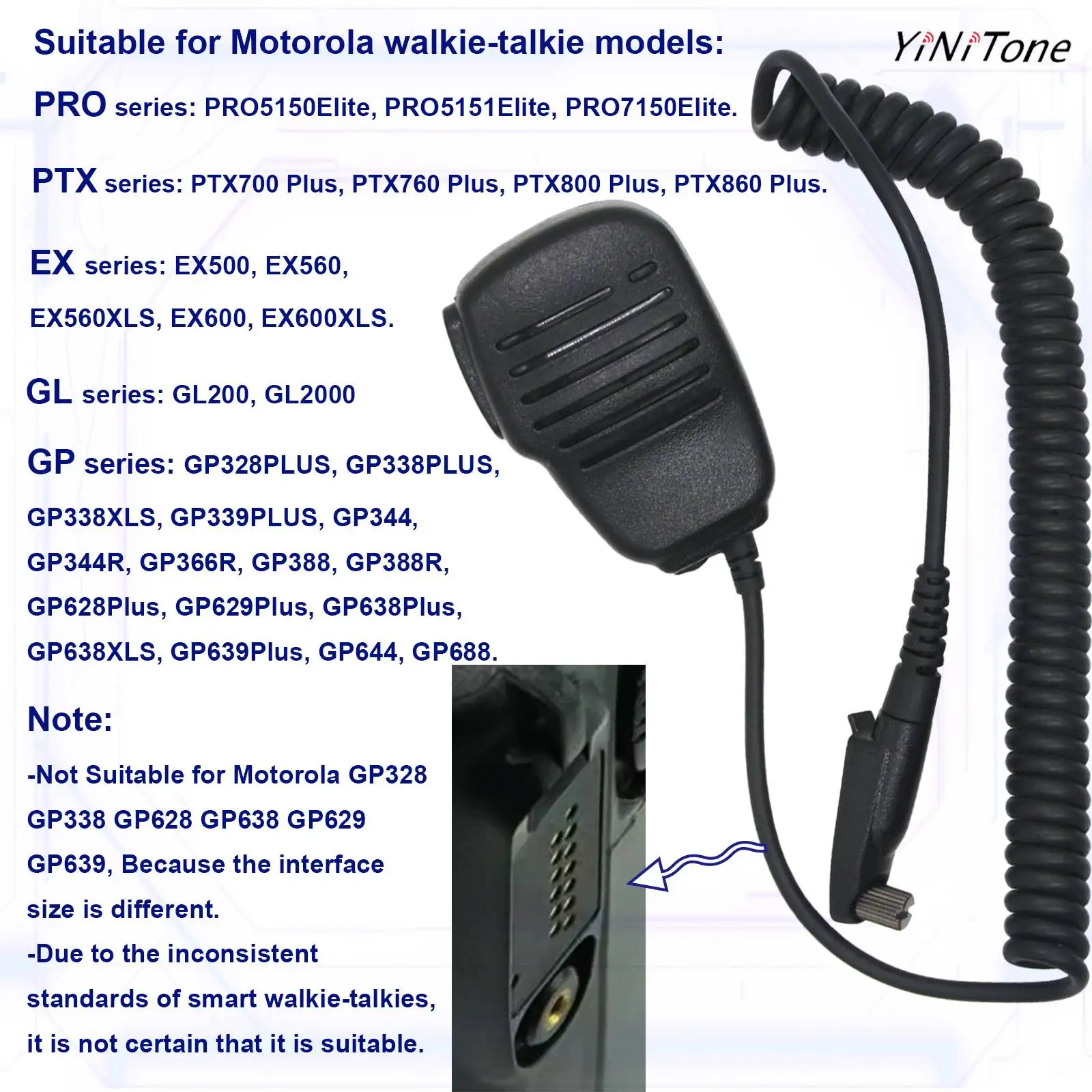 Handheld Standard Speaker Mic For GP328Plus GP344 GP388Plus GP366R GP644 GP688 GL2000 Radio waterproof Hands-Free Shoulder Parts