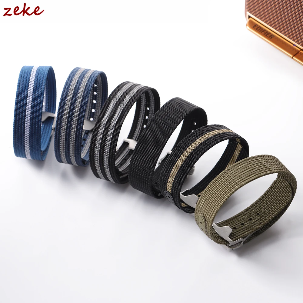 Ribbed Nylon Strap for Ballistic Fabric Watch Straps 20mm for Omega Military Sports Bracelets Premium Folding Buckle Watch Band